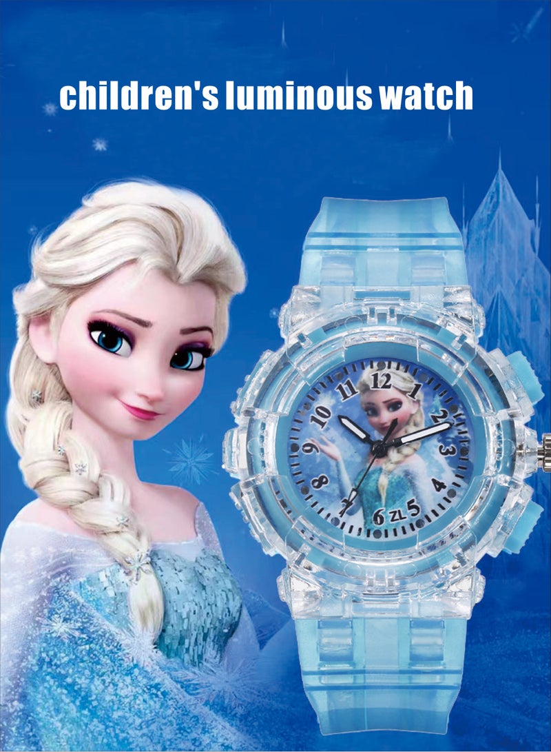 Sharpdo Suitable For 5-12 Yyear Old Kids Frozen Elsa Analog Quartz Watch Colorful Luminous Cartoon Watch for Boys Girls Frozen Watch Princess Analogue Classic Quartz Watch - Image 2